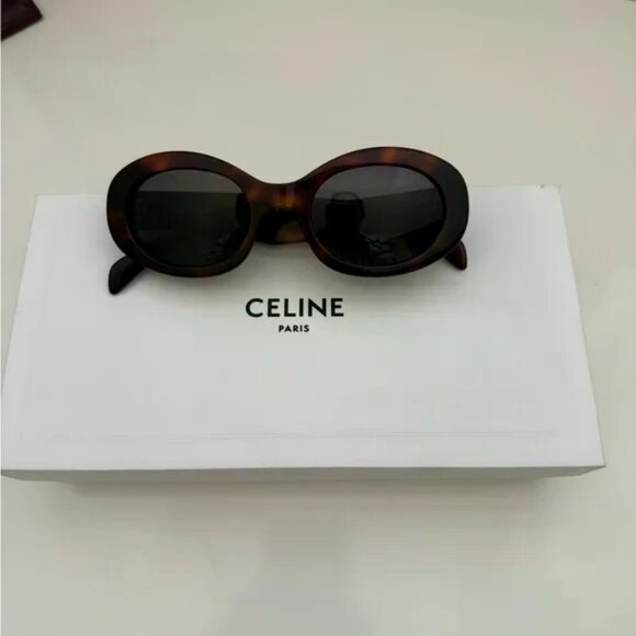 Celine Brown Triomphe Oval Sunglasses - Picture 3 of 6